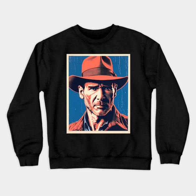 Mr. Indiana Jones - Linocut II Crewneck Sweatshirt by pandas doing stuff